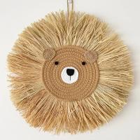 Decoración de pared de León hecha a mano, hilo de algodón, paja tejida, cabeza de Animal, adorno colgante de pared para guardería, decoración de habitación de bebé, 40cm - details 3