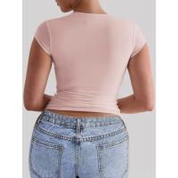 Ropa de yoga europea y americana, camiseta delgada elástica deportiva, ropa de mujer 2025, tops de verano, ropa para correr - details 7