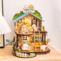 Robotime Rolife Villa de Cachorro Miniata Kit de Juego de Rompecabezas de Madera para Niños y Familia Decoración del Hogar DIY - details 1