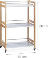Camarera con 3 Repisas y Ruedas Giratorias, Blanco, 76,5 x 46 x 38 cm - details 26