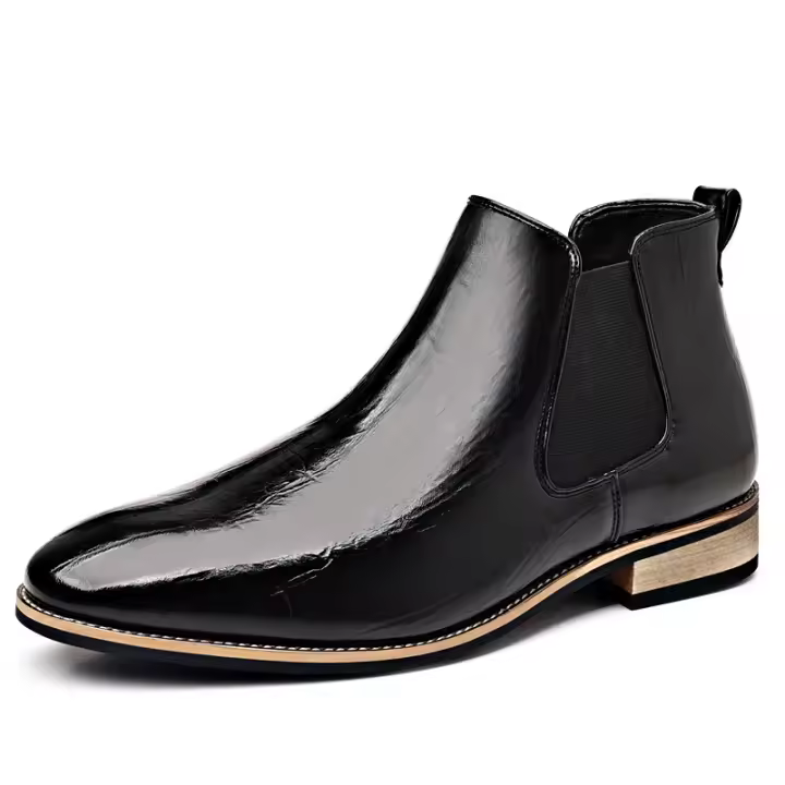 Botas Chelsea de hombre de manga británica retro de talla grande, botas de cuero británicas - 1