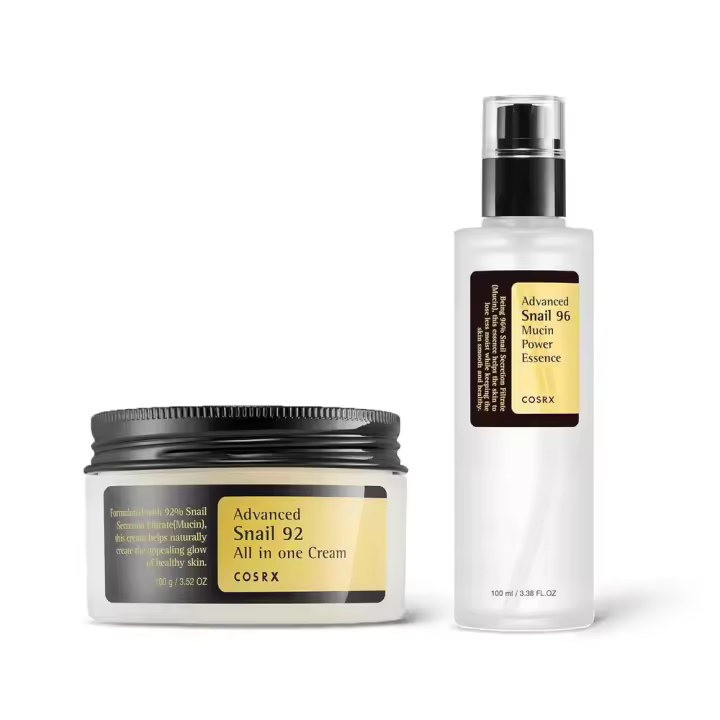 COSRX Best Seller Duo- 92 Cream & 96 Essence, gel hidratante diario y suero hidratante para el rostro con filtrado de secreción de caracol, - 1