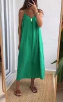 Vestido de Verano Haltéro de Moda Casual para Mujer Cuello en V, Largo, Sin Mangas, Marca Ouwu - details 3