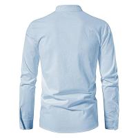 Nueva blusa informal para hombre, Tops de lino y algodón, camiseta de manga larga, camisas de Yoga Vintage con tapeta inclinada para primavera y otoño - details 7