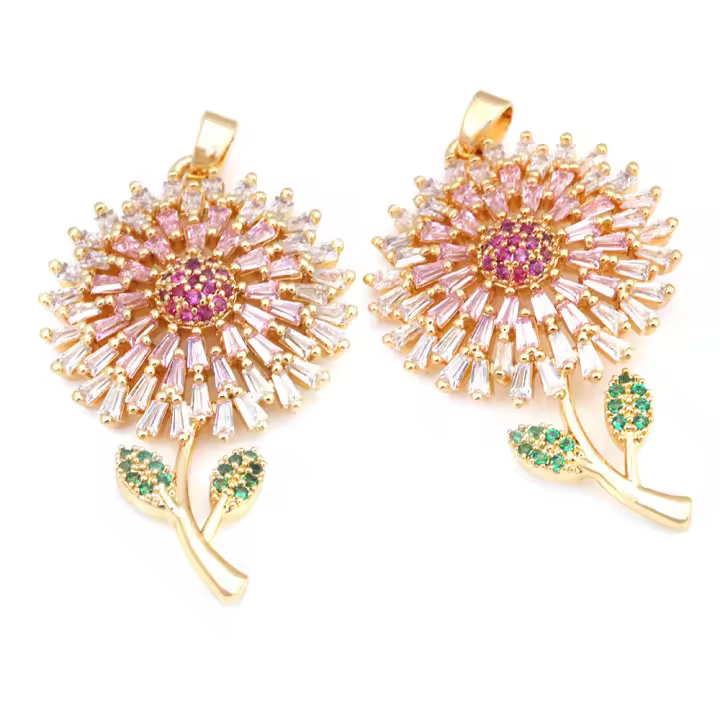 Collares de Flores de Bronce Dorado 18K Pedidos de Alta Calidad Accesorios para Hacer Joyería para Mujeres - 1