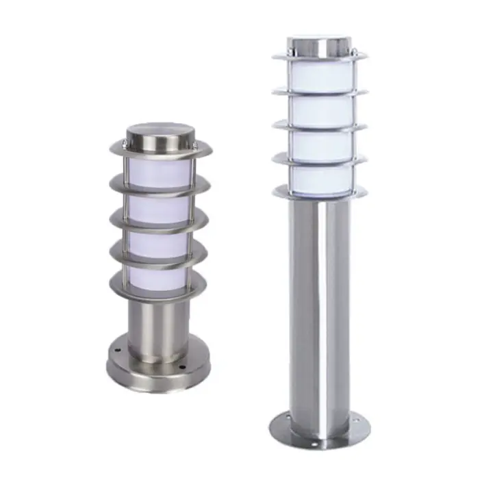 Luz de camino impermeable para exteriores, lámpara de poste de acero inoxidable + Sombra acrílica blanca, a prueba de óxido, iluminación de Pilar E27, L30cm, L45cm - 1