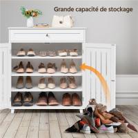 Mueble Zapatero de 2 Puertas Armario de 4 Niveles para Zapatos Mueble Auxiliar con Cajón y Estantes Ajustables para Entrada de Salón 78 x 37 x 86 cm Blanco - details 4