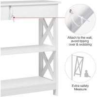 Mueble Auxiliar Vintage Consola Recibidora Estrecha Cajón Gran para Sala Diseño de Pasillo Blanco - details 6