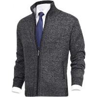 Chaqueta suéter de punto gruesa de invierno para hombre, ropa de otoño e invierno de talla grande de lana de manga larga beige con cremallera completa para hombre - details 2