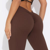 Pantalones acampanados con cintura en V, leggings de yoga de secado rápido de cintura alta, pantalones deportivos de pierna ancha para Fiess - details 8
