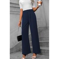 Pantalones de oficina de moda para mujer de cintura alta y pierna ancha 2025 en algodón original. - details 8
