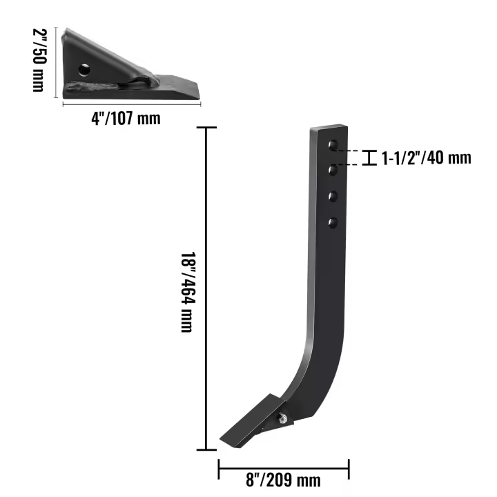 SucceBuy Vástago de hoja de caja de 18 ", vástago de destripador escarificador de 4 orificios con pasadores de dientes cónicos ajustables para cavar y arar, 5 uds. - 1