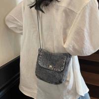 Bolso de lona vaquero informal Y2K, bolso Vintage de gran capacidad estilo callejero, bolso de compras, bolso cruzado sólido de Color sólido para mujeres y hombres - details 17