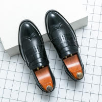 Zapatos formales de negocios para hombres, borla de empalme de un solo botón, Retro, moda juvenil, diario, oficina, banquete, novio, boda - details 7
