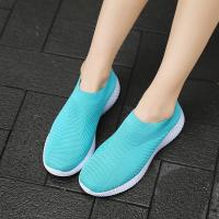Zapatos de calcetines transpirables para mujer, zapatillas deportivas suaves para caminar, informales, a la moda, color azul - details 9