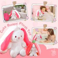 Peluche suave 25 cm con forma zanahoria fresa, bonitos animales peluche esconder y busr, conejo, juguetes para regalo de - details 4