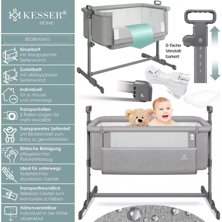 Cama Supletoria 3en1 Colechón para Bebé con Almohada Blando Cuna con Ruedas - 1