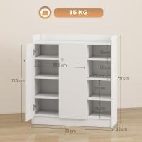 Puerta ancha de 2 hojas con estantes ajustables para 12 pares de zapatos, entrada de pasillo, 83x30x90 cm, blanco - details 6