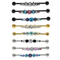 14G * 1,6*38mm colorido cz barbell industrial Hélix cartílago de oreja-piercing conch pendiente de barra pendientes joyas de cuerpo - details 2