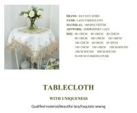 Caminos de mesa de comedor circulares cuadrados, diseño de mantel bordado ENCE, blanco beige, utilizado para restaurantes, bodas y fiestas - details 1