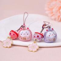 Llavero único y bonito Maneki Neko con flor de cerezo, colgante de gato de la suerte fantástico, mochila, dijes, decoración para bolso, correa para teléfono para niñas - details 5
