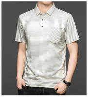 Polo polo camisa de moda traje de papá a rayas versátil verano manga corta top de hombre - details 2