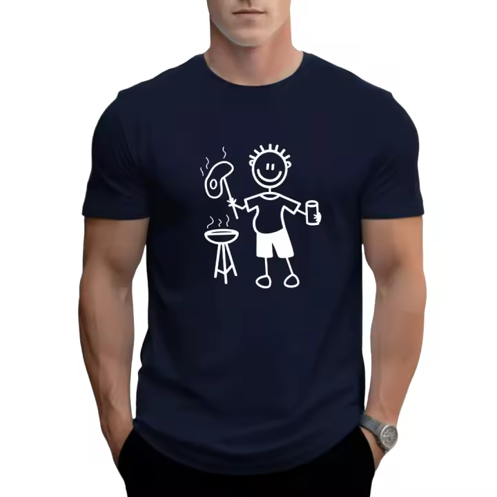 Camiseta Hombre Barbacoa Divertida 100% Algodón 210g |   Transpirable y cómoda |   Estilo Verano Casual - 1