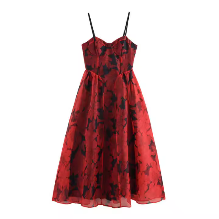 OUWU-Vestidos minimalistas sueltos coloridos para mujer, cuello cuadrado, sin mangas, cintura alta, temperamento, vestido femenino - 1