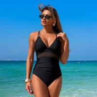 Monokini de Malla Transparente para Mujer Traje de Baño de Verano con Cuello en V - details 0