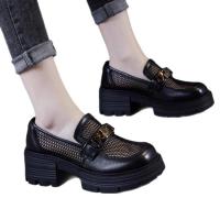 Zapatos de mujer estilo socialité francés de otoño, boca poco profunda, suela suave, tacón bajo plano, tipo abuela, sin cordones. - details 0