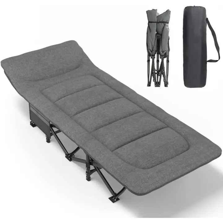camping plegable, cama de invitados plegable hasta 200 kg para, interior, exterior, playa y jardín (gris) - 1
