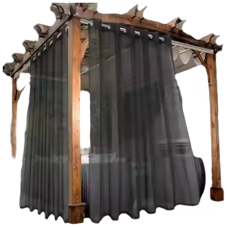 Cortina Transparente Impermeable Para Exteriores 1Pc/2Pcs Color Negro Blanco Gris Hecha De Poliéster 100% Translúcida - 1