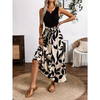 Vestido A-Line De Pies Hasta La Rodilla Para Mujer Estilo Exótico De Playa Casual Con Estampado Floral Cuello Redondo Alta Cintura - details 3