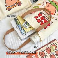 Capybara-Bolso de lona de Anime para compras, bolsa informal de gran capacidad con dibujos animados, estilo Harajuku, Punk, regalo de papelería de dibujos animados, 2024 - details 4