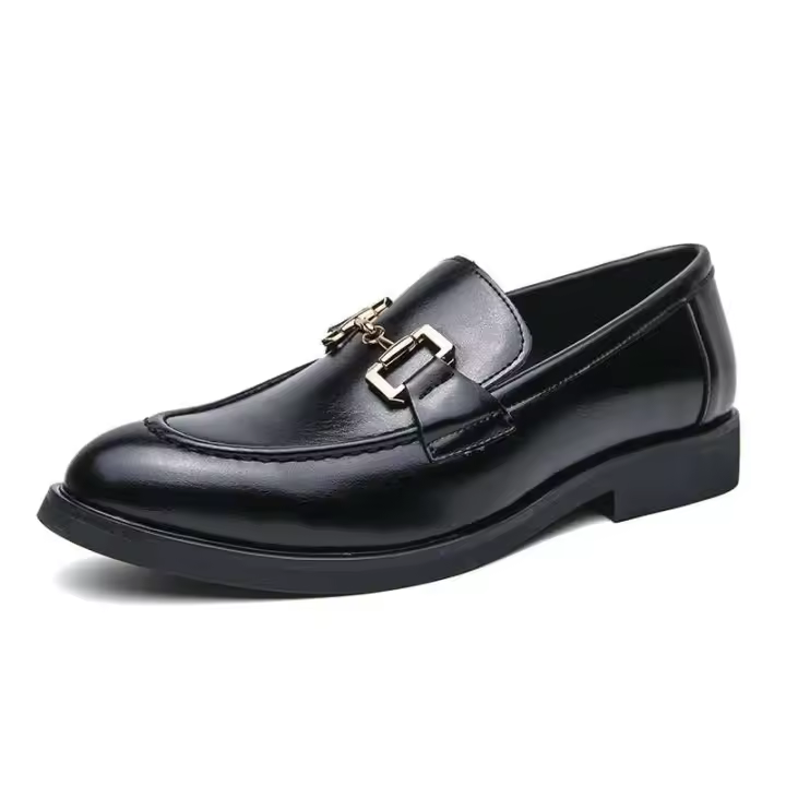 38-46 Zapatos de vestir de cuero genuino para hombre, hermosos y negros a la moda - 1