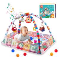 Baby Gym 9 en 1 Baby Gym Ball Pit y tapete de juego de gimnasio interactivo con 5 juguetes musicales colgantes extraíbles Tapete de juego de aprendizaje con tapete de gimnasio musical Juguetes cognitivos Montessori - details 0