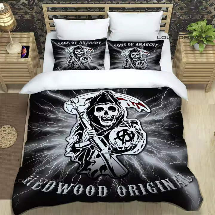 Juego de cama con estampado Retro de Sons of Anarchy, funda nórdica, edredón, juego de cama, regalo de cumpleaños de lujo - 1