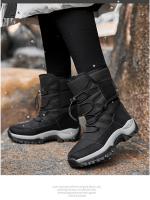 Botas de nieve impermeables para mujer, botines de piel cálida, con plataforma, color negro, a la moda, Invierno - details 15