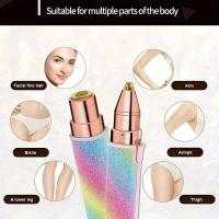 【Nuevo lanzamiento】 Starry Sky 2 en 1 Afeitadora portátil con carga USB Afeitado automático sin dolor para cejas Depilación facial para mujeres Belleza - details 1