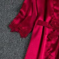 Conjunto de Dormir para Mujeres Ouwu Top de Seda Saturada, Pantalones Cortos, Pantalones de Encaje Suelto - details 8