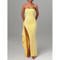 Vestido ajustado irregular con abertura lateral sexy de verano sin tirantes, nuevo y superventas de 2024 - details 7