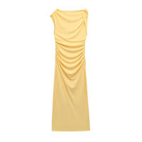 Casual ss para mujer amarillo sólido, cuello redondo, sin mangas, moda primavera-verano 2025 - details 1