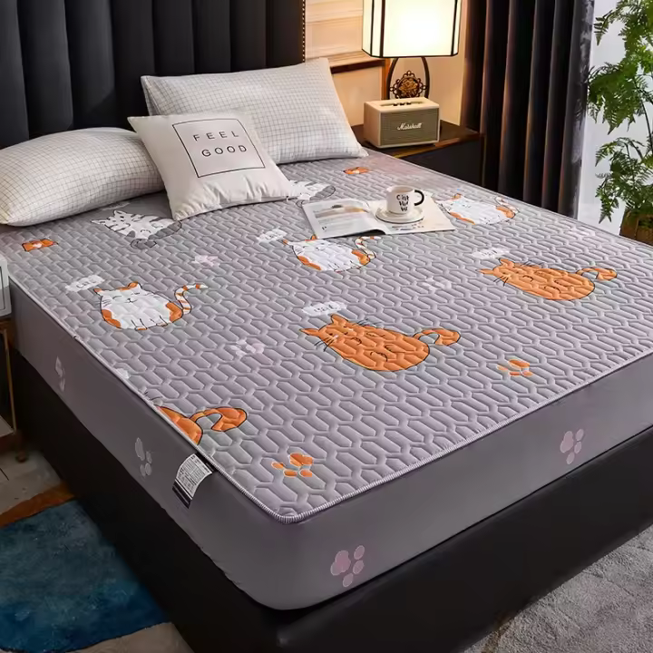 Funda de colchón gruesa impermeable, alfombrilla de látex acolchada, fundas de cama, Protector de sábana ajustable agradable para la piel, colcha 150/160/180x200 - 1