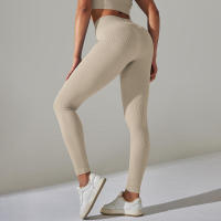 Pantalones deportivos de cintura alta sin costuras para yoga para mujer para hacer ejercicio y correr - details 32
