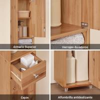 Mueble de Baño de Alto Estante Estanterías con 2 Puertas y Cajón Blanco Tamaño 20x20x180cm - details 14