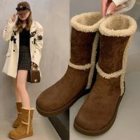 Botas de mujer de punta redonda de felpa,tacón alto,elegantes,invierno - details 2