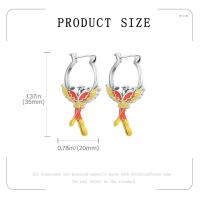 Pendientes de plata con forma de animal, pendientes de pinza para el pelo de serpiente y colibrí, pájaro fénix inmortal, hermosos regalos de joyería para - details 5