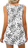 Verano nuevo con cuello en v sin mangas chaleco falda casual estampado tropical de flores vestido mujer - details 27