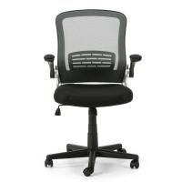 Silla de oficina con respaldo de malla elevable e inclinable, color negro - details 1