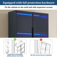 Vitrina minimalista moderna con puertas de vidrio, vitrina con luces LED, estantería para coleccionables, temperatura y brillo de color ajustables, puertas blancas con decoración negra, 80*30*200cm - details 0